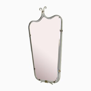 Vintage Faceted Mirror in Aluminum Frame, 1950s