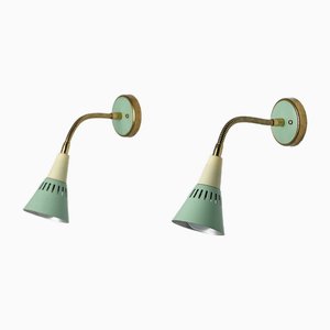 Vintage Italian Wall Lamps with Adjustable Conical Shades, 1950s, Set of 2