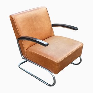 Bauhaus Chrom Modell S411 Armlehnstuhl von Marcel Breuer für Thonet