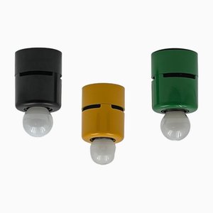 Plafoniera Wall Lights in Green from Stilnovo, 1980s, Set of 3