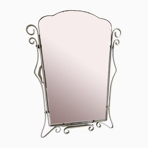 Specchio Art Déco con cornice cromata, anni '50