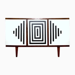 Vintage Polish Cabinet with Op Art Motif, 1960s