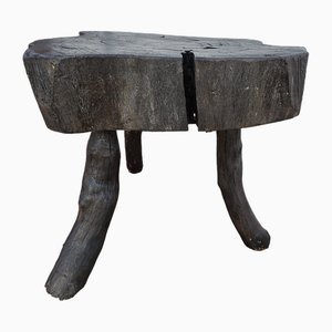 Tavolo vintage brutalista in legno