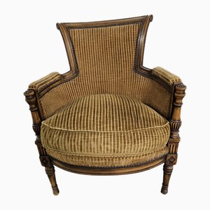 Louis XVI Lounge Chair in Fabric and Wood