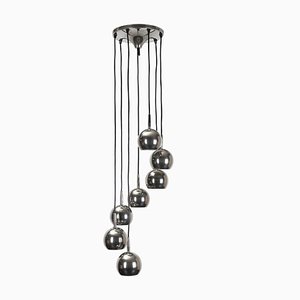 Large Mid-Century Cascade Lamp with Chrome Ball Lamps, 1960s