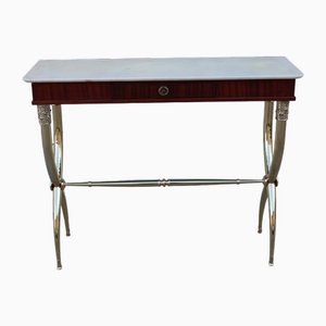 Neoclassical Console Table in Brass, Wood and Marble attributed to Paolo Buffa