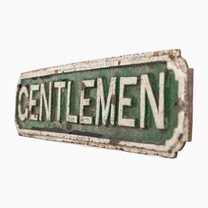 Vintag Cast Iron Gentlemen Sign, 1930s