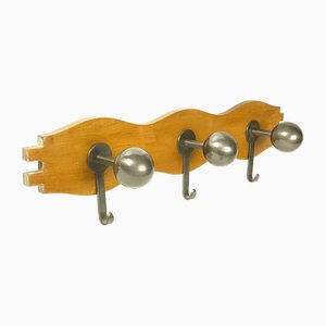 Attaccapanni Wall Coat Rack in Walnut & Burnished Brass by Sergio Mazza for Artemide, 1960s