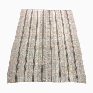 Gestreifter türkischer Kelim Teppich aus Wolle, 1960er