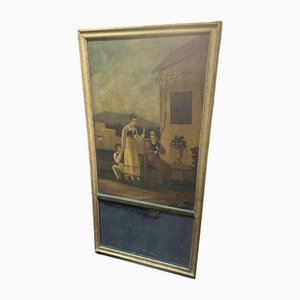 Figurative Painting with Mirror Base, Framed