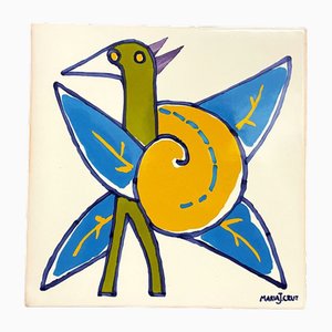 Portuguese Serigraphic Ceramic Tile by Maria J Cruz for Viuva Lamego, 2003