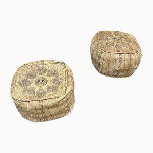 Berber Leder Poufs, 1970er, 2er Set