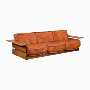 Scandinavian Aniline Leather Sofa by Hameen Kalustaja, Lathi, Finland 1970s