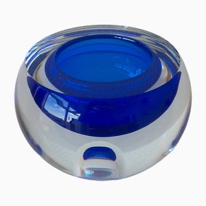 Cuenco grueso de cristal de Murano en azul real, años 70