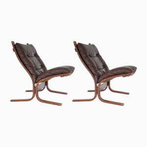 Set of Vintage Dark Brown Siesta Chairs by Ingmar Relling for Westnofa, 1960s
