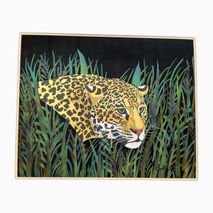 Anthi Hadjinikolaou, Leopard, Gemälde auf Seide, 1995