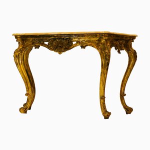 Vergoldete Louis XIV Konsole mit Tischplatte aus Siena Gelbem Marmor, 1800er
