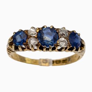 Mid-19th Century Ring with Sapphires and Diamonds, Great Britain