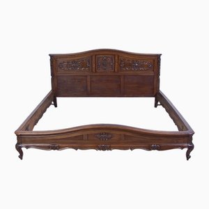 King Size Double Bed in Carved Wood, Italy, 1900s