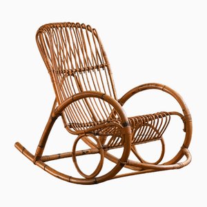 Vintage Rocking Chair in Rattan, 1980