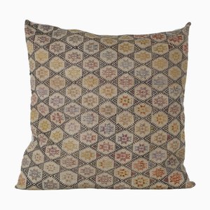 Brown Chocolate Square Handwoven Jajim Kilim Cushion Cover