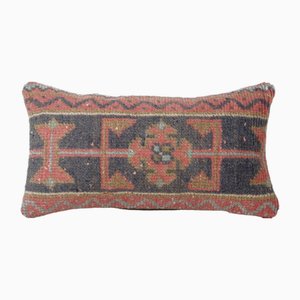 Vintage Anatolian Rug Cushion Faded Lumbar Cover