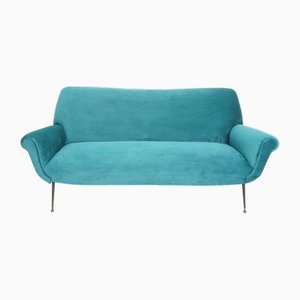 Italian Velvet Three-Seater Sofa, 1950