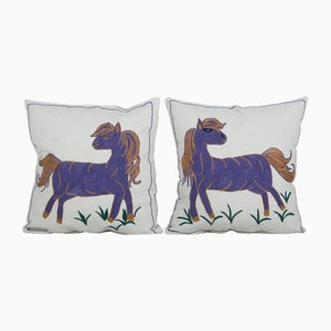 Federe per cuscino raffiguranti cavalli di Suzani, set di 2