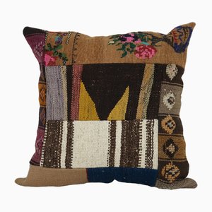 Vintage Kilim Patchwork Rug Cushion with Modern Sytle