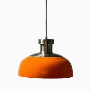 Space Age Kartell KD7 Orange Pendant Lamp, 1960s