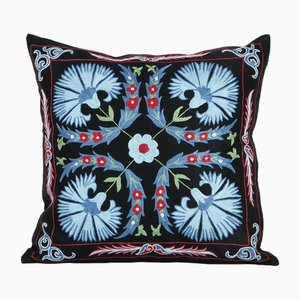 Silk Floral Suzani Pillow Cover, 1960s