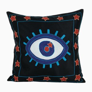 Tashkent Suzani Eye Design Cushion Cover in 19th Century Suzani Pure Silk