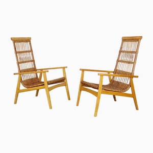 Rattan Sessel von Jizba, 1960er, 2er Set