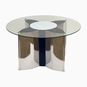 Italian Space Age Coffee Table in Steel with Lighting, 1970s