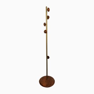 Mid-Century Style Teak and Brass Coat Stand