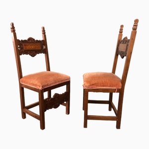Set of Renaissance Style Carved Walnut Chairs, 1900s