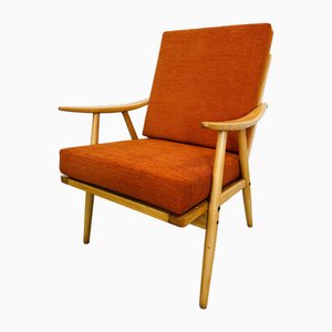 Orange Boomerang Armchair from Ton, Former Czechoslovakia, 1960s