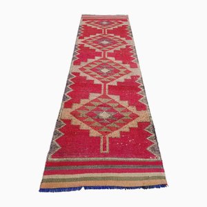 Red & Green Runner Rug, 1960s