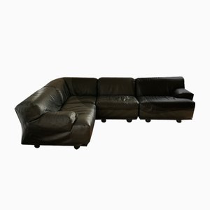 Divano modulare Flandra in pelle di Vico Magistretti per Cassina, Italia, anni '70, set di 4