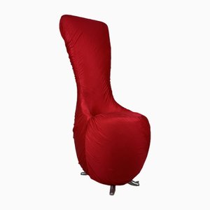 Italian Sculptural Chair in Red Silk, 1980s