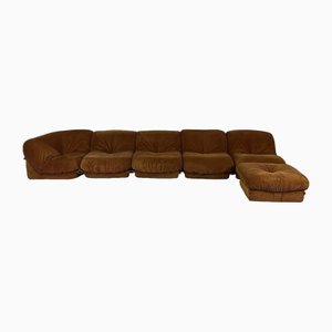 Model Patate Modular Sofa in Orange Velvet from Airborne, 1960s, Set of 6