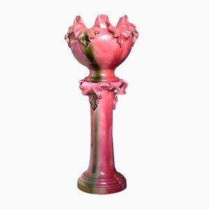 Vaso da fiori su colonna in maiolica in ceramica, Vallauris, Francia, set di 2