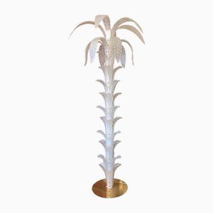 Lámpara de pie Opalino vintage de cristal de Murano con palmera de Simoeng