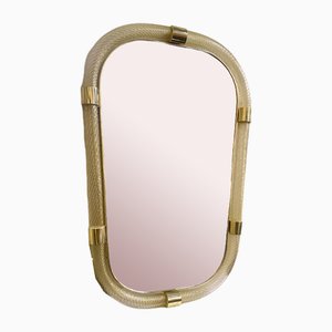 Torciglione Gold Murano Glass Wall Mirror by Simoeng