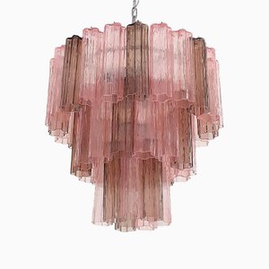 Lustre Tronchi Rose et Fumé en Verre de Murano par Simoeng