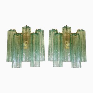Green Tronchi Murano Glass Wall Sconces by Simoeng, Set of 2
