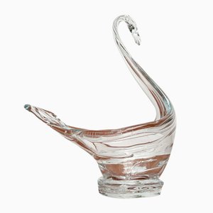 Vintage Art Glass Swan-Shaped Bowl Vase