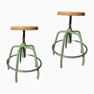 Spanische Vintage Industrie Hocker, 2er Set