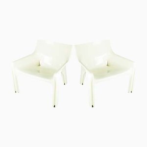 Fauteuils Vicar en Plastique Blanc par Vico Magistretti pour Artemide, 1971, Set de 2