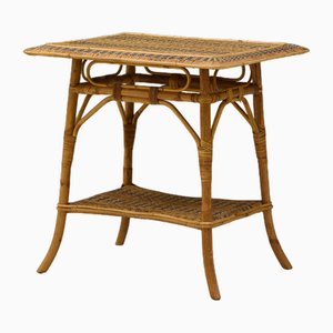 Table d'Appoint en Rotin, 1950s